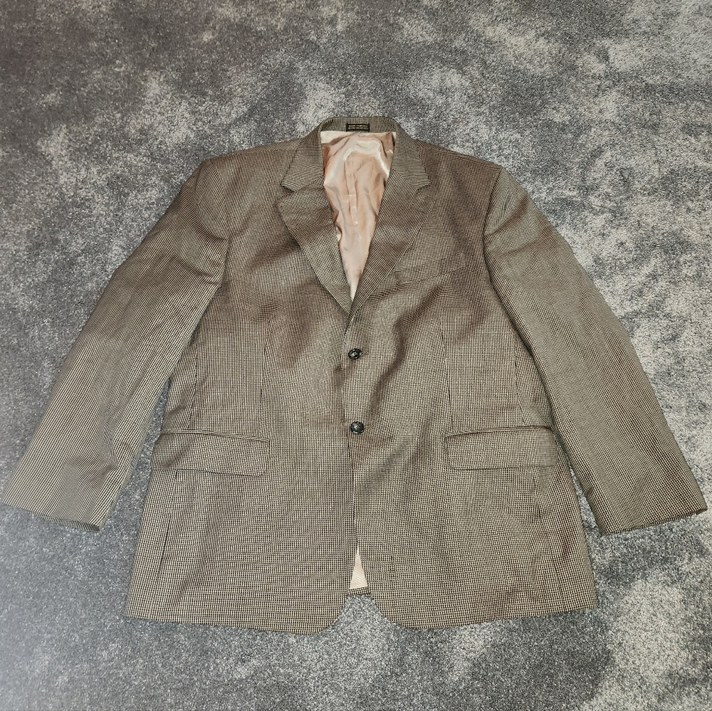 Stafford Classic Fit Micro Plaid 44s Sports Coat/Blazer Two Button 100 Wool Body - Picture 1 of 12